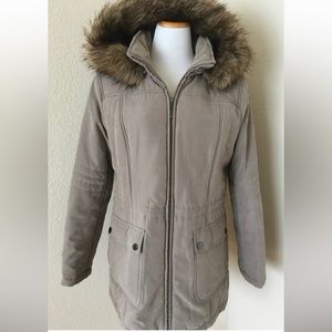 Parka jacket hooded jacket with faux fur hood